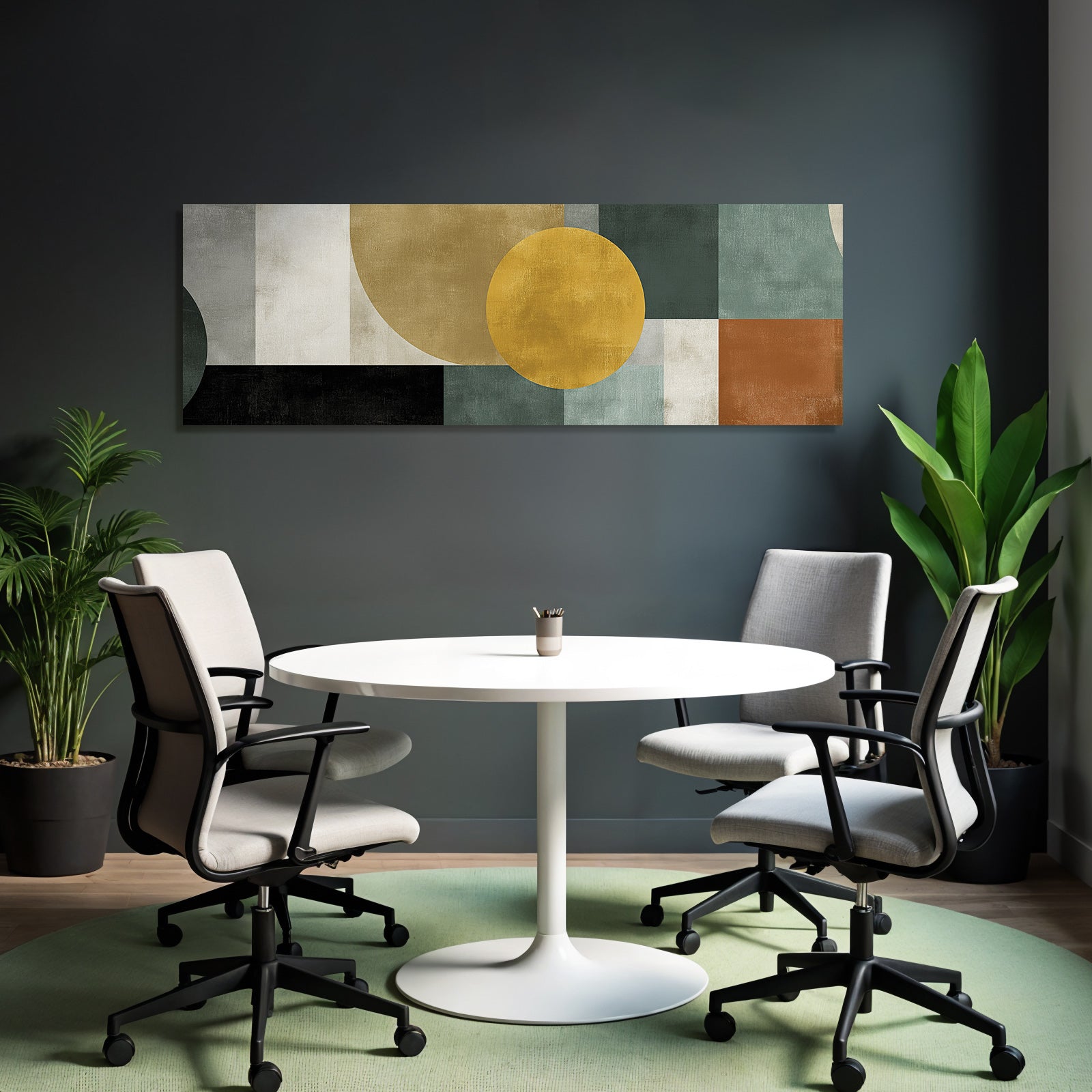 Abstrakte Kunst Geometrische Formen Farben Schwarz Gruen Beige Gold Braun