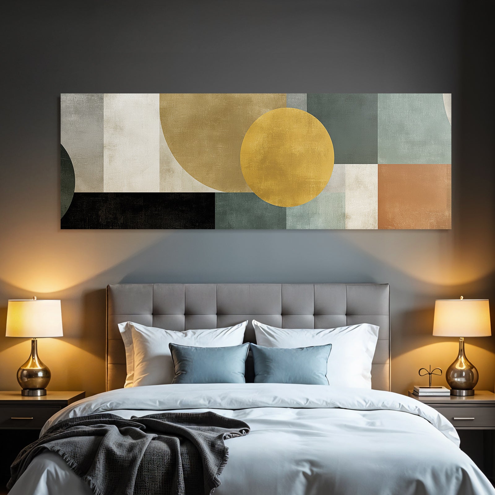 Abstrakte Kunst Geometrische Formen Farben Schwarz Gruen Beige Gold Braun