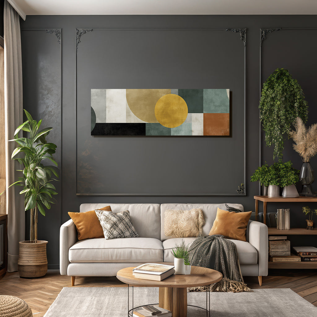 Abstrakte Kunst Geometrische Formen Farben Schwarz Gruen Beige Gold Braun