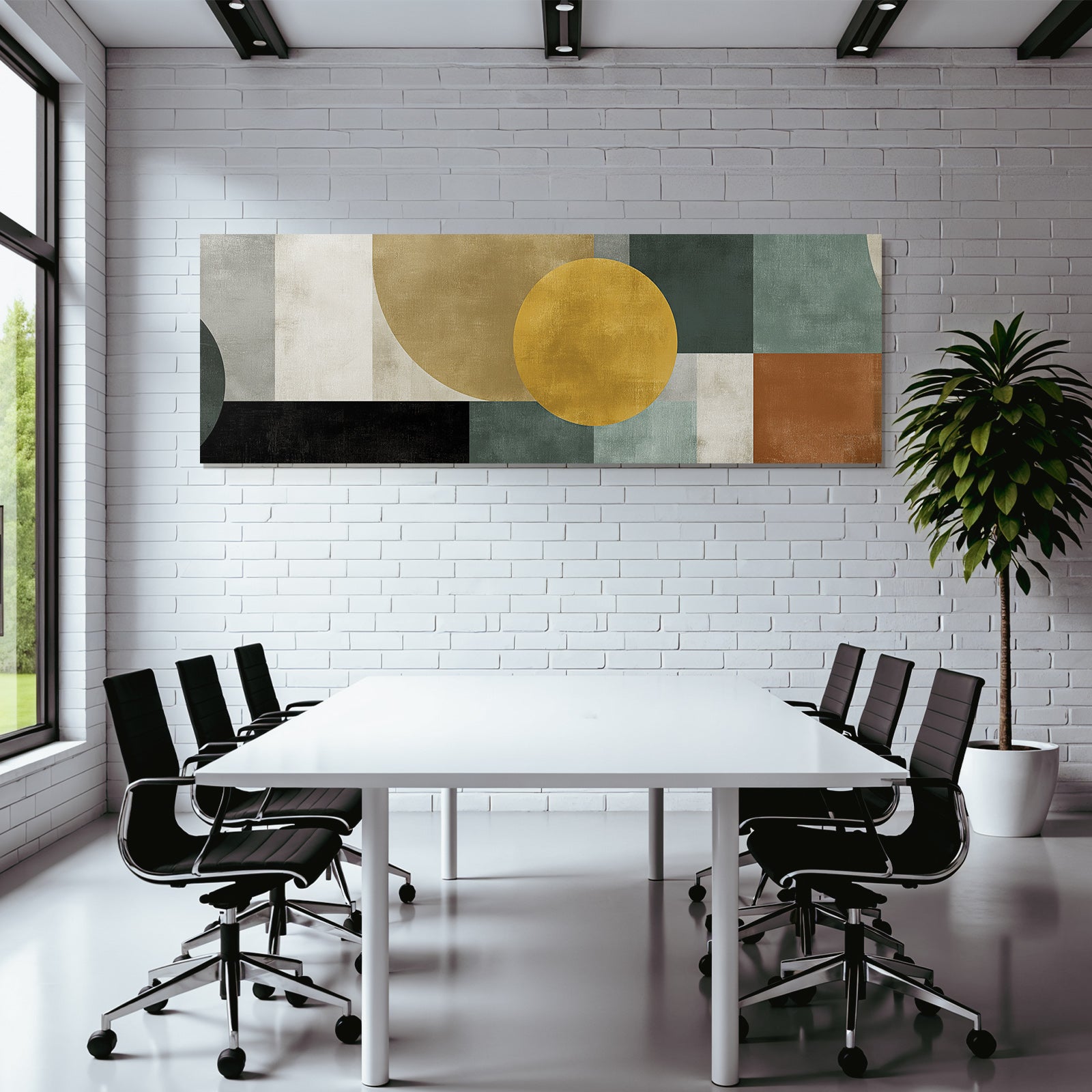 Abstrakte Kunst Geometrische Formen Farben Schwarz Gruen Beige Gold Braun