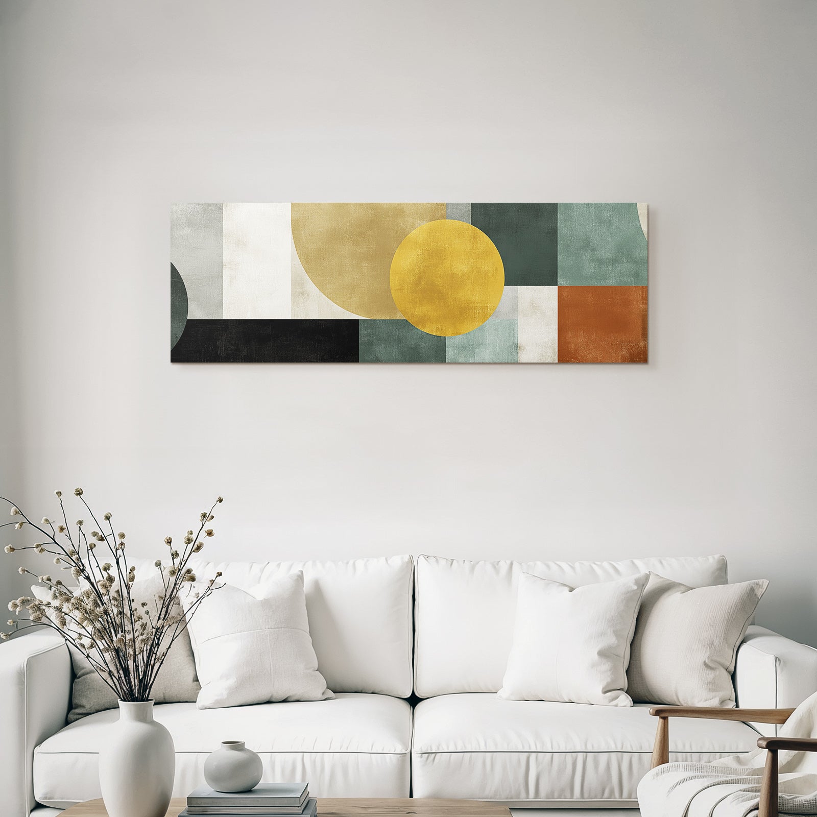 Abstrakte Kunst Geometrische Formen Farben Schwarz Gruen Beige Gold Braun