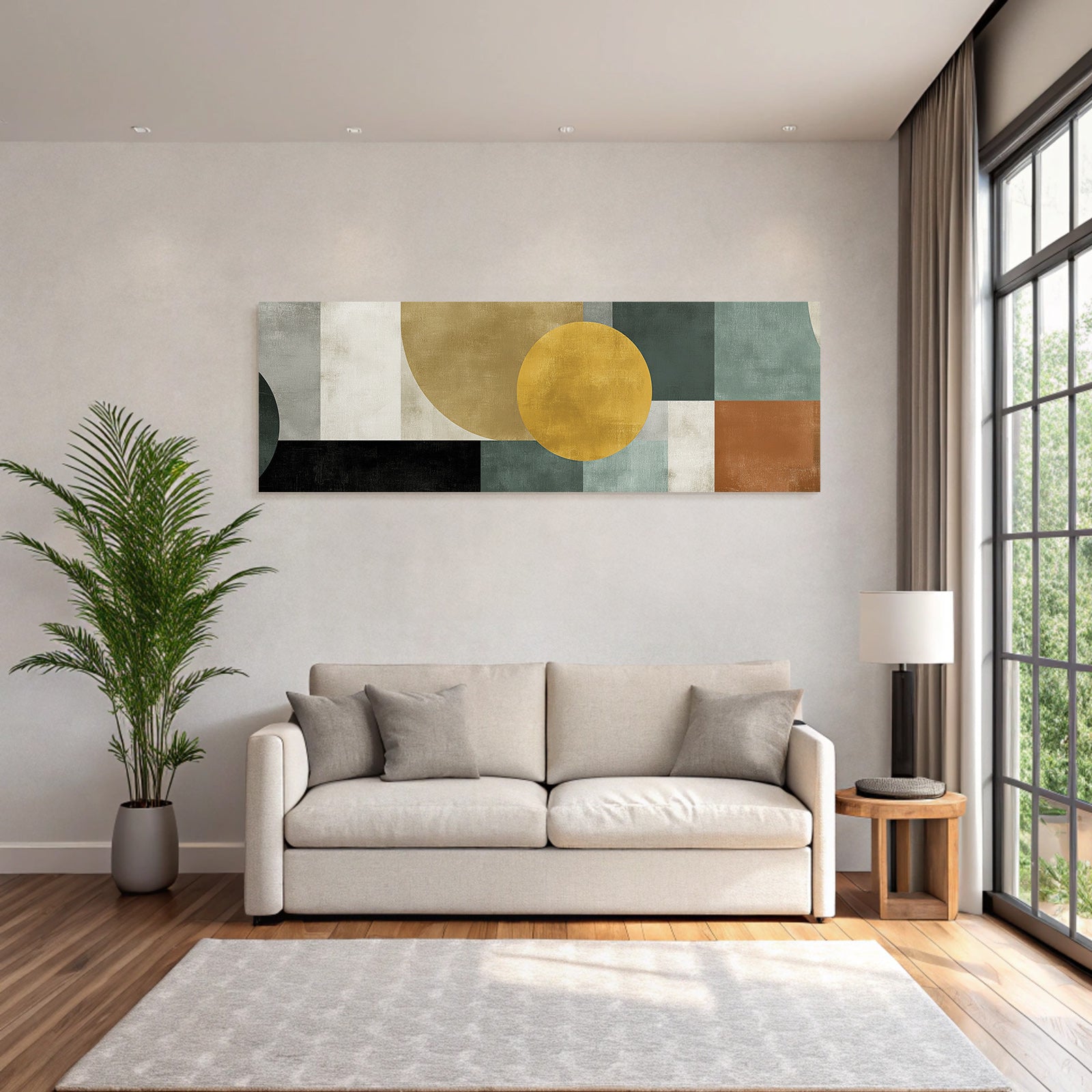 Abstrakte Kunst Geometrische Formen Farben Schwarz Gruen Beige Gold Braun