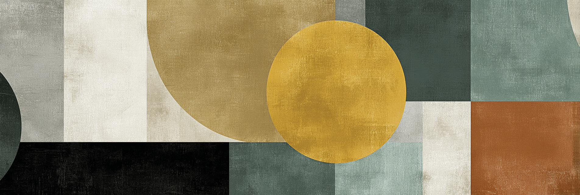 Abstrakte Kunst Geometrische Formen Farben Schwarz Gruen Beige Gold Braun | Mid Century Modern | Einrichtungsstile