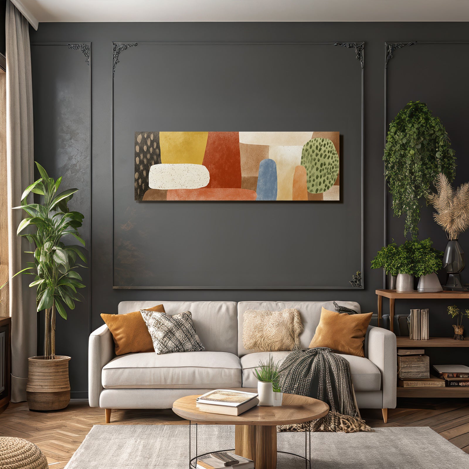 Abstrakte Kunst Mit Formen Und Farben Erdige Toene Und Helle Nuancen