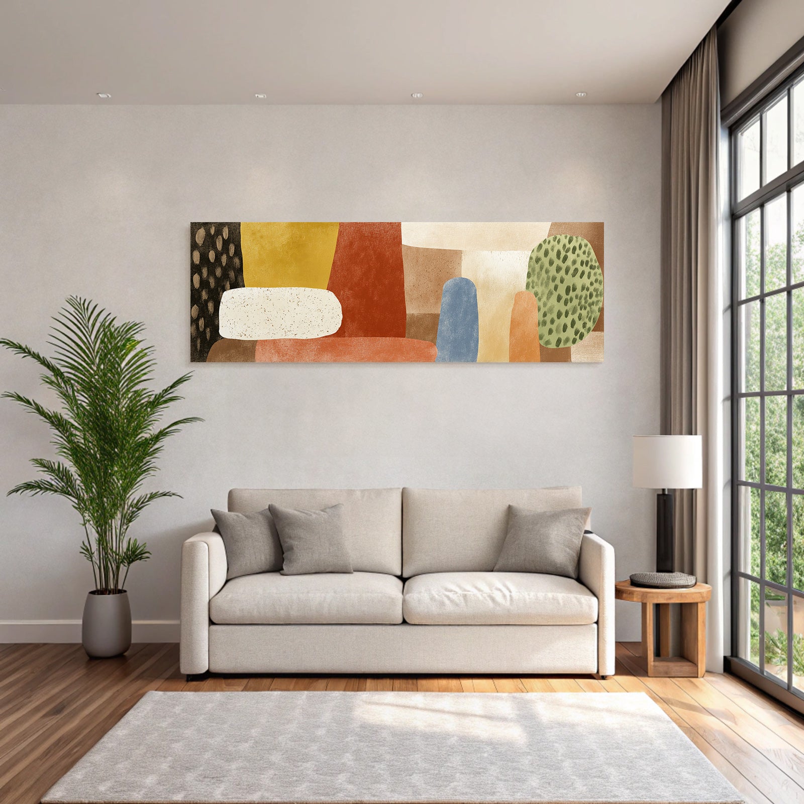 Abstrakte Kunst Mit Formen Und Farben Erdige Toene Und Helle Nuancen
