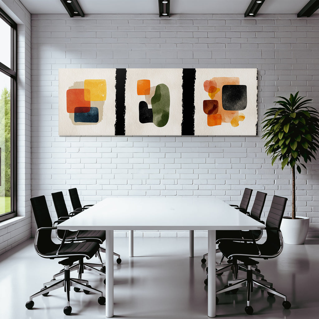 Abstract Art with Shapes and Colors Watercolors