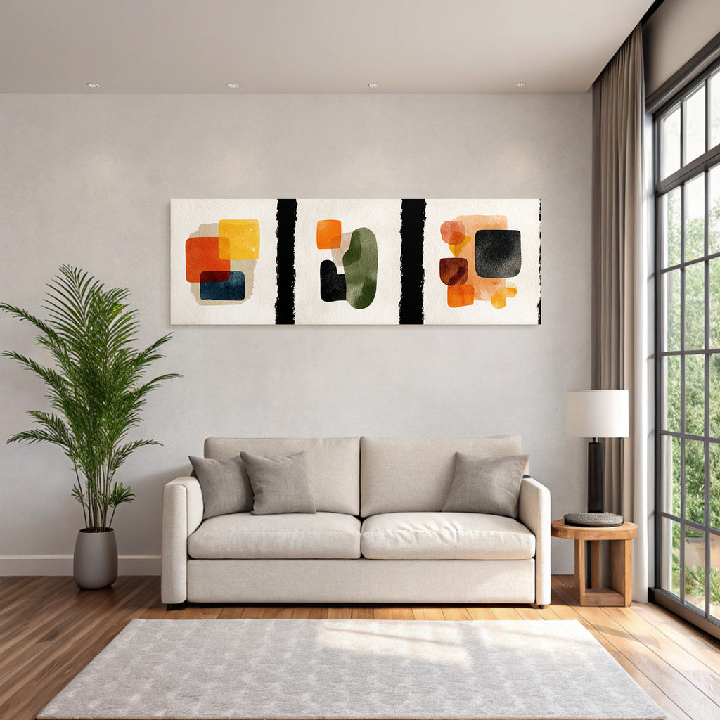 Abstract Art with Shapes and Colors Watercolors