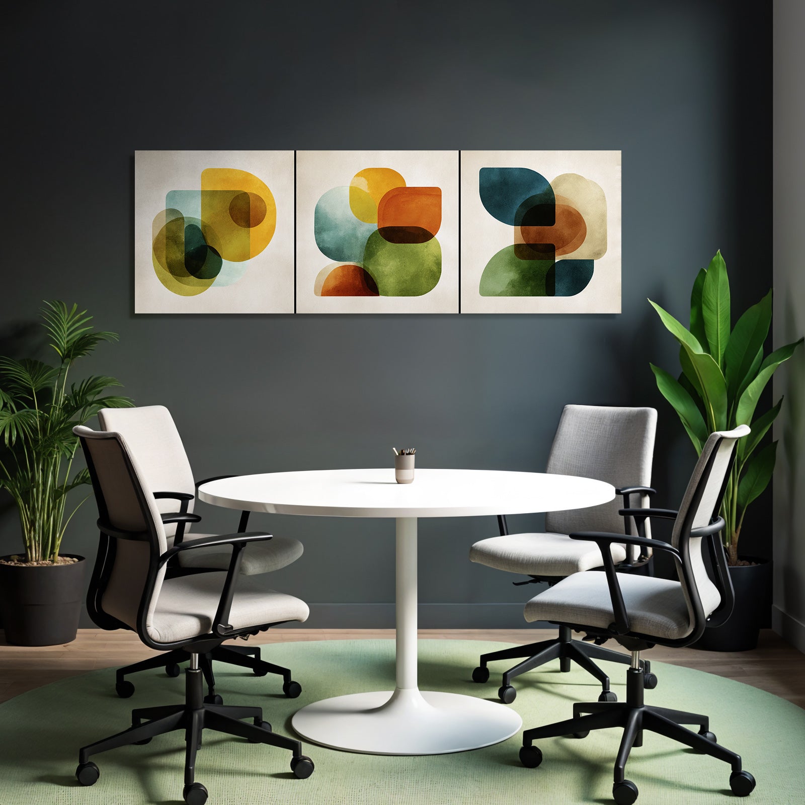 Abstrakte Kunst Ueberlagernde Geometrische Formen Harmonische Farben Und Kurven