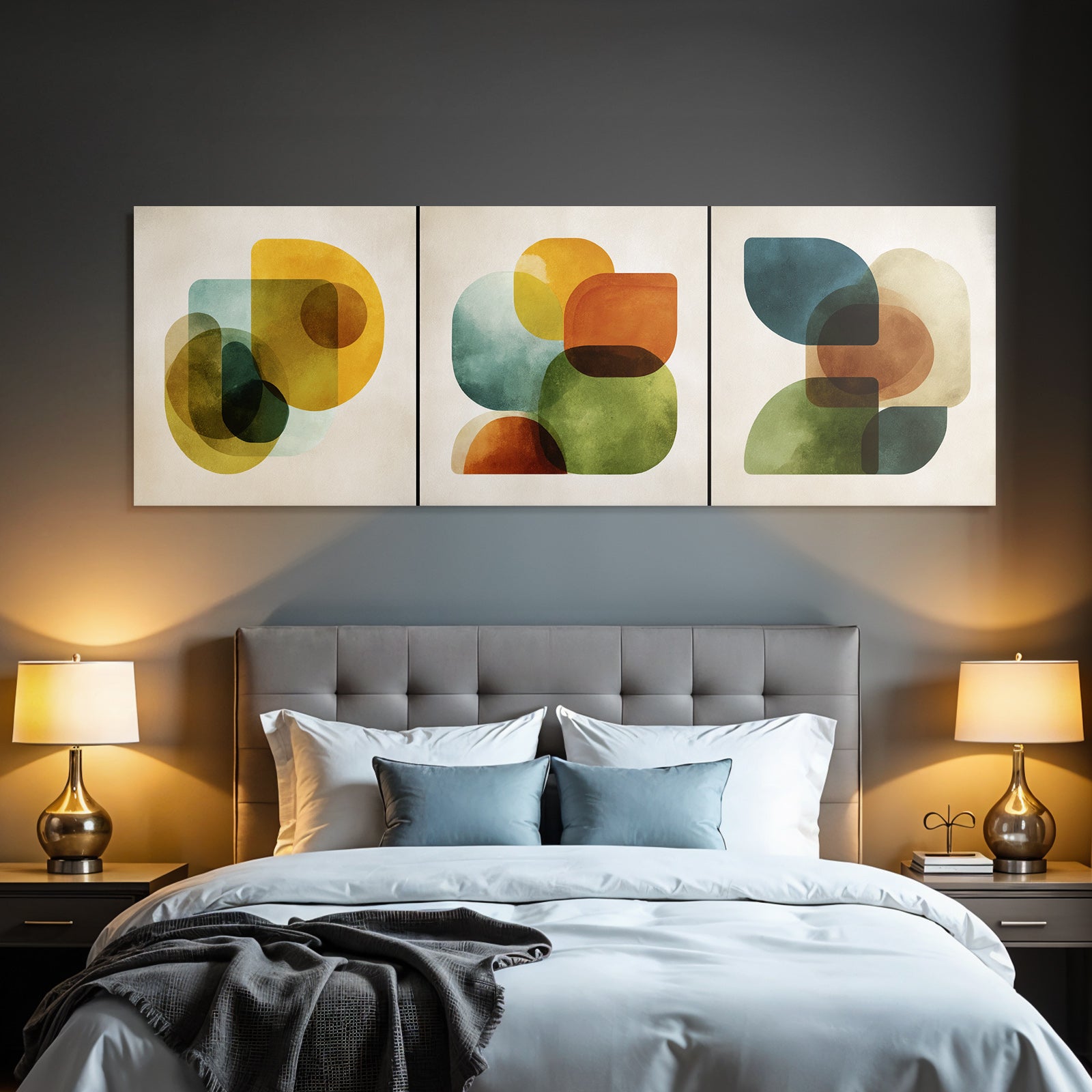 Abstrakte Kunst Ueberlagernde Geometrische Formen Harmonische Farben Und Kurven