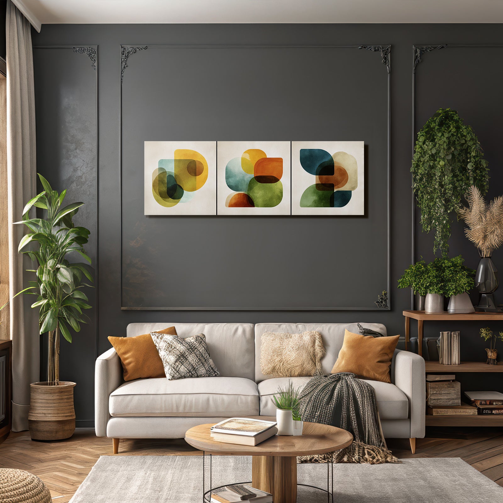Abstrakte Kunst Ueberlagernde Geometrische Formen Harmonische Farben Und Kurven