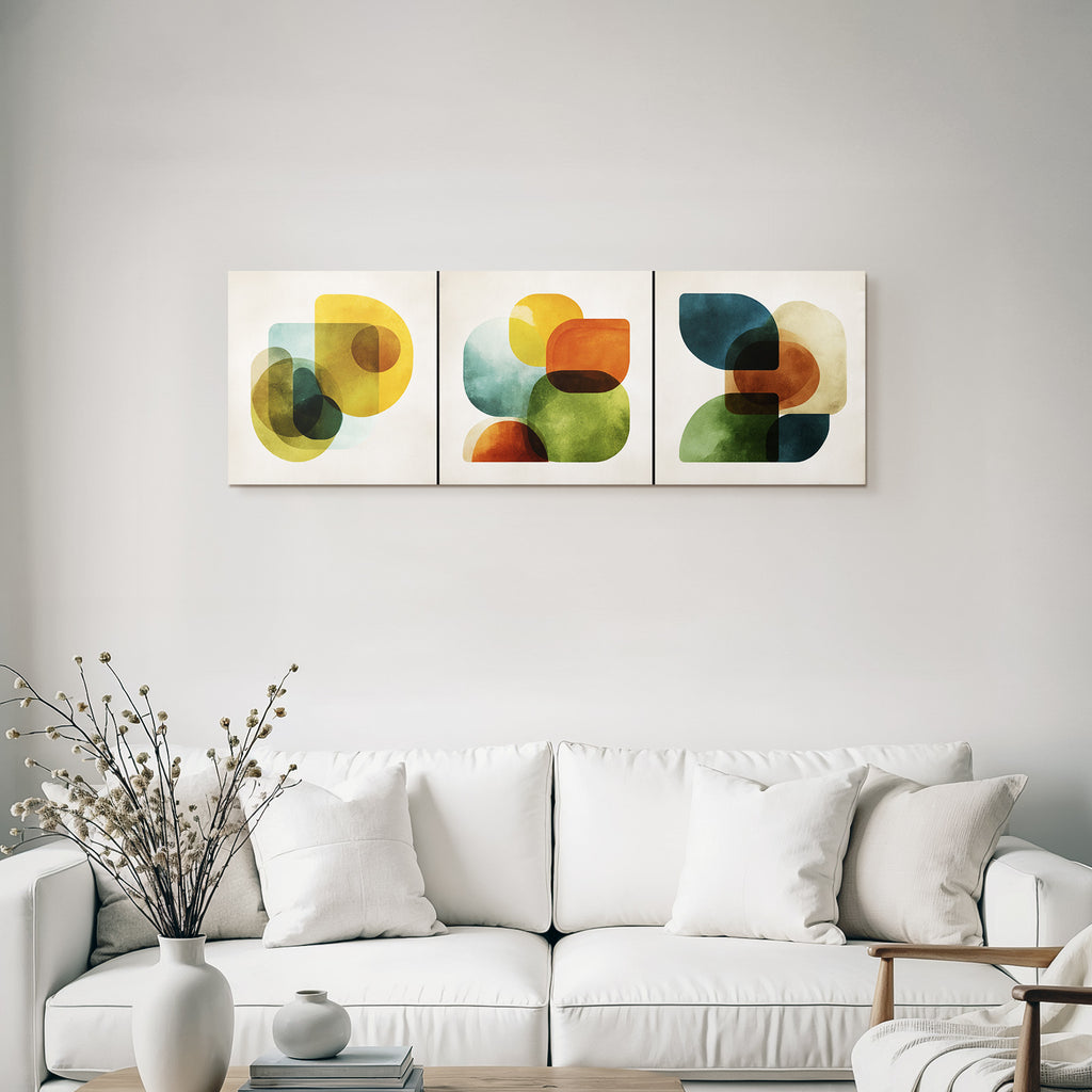 Abstrakte Kunst Ueberlagernde Geometrische Formen Harmonische Farben Und Kurven