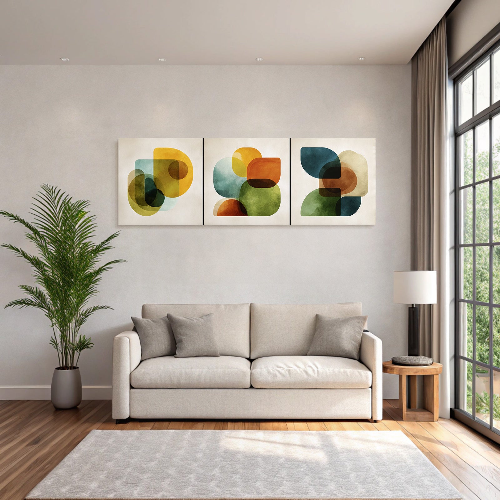 Abstrakte Kunst Ueberlagernde Geometrische Formen Harmonische Farben Und Kurven