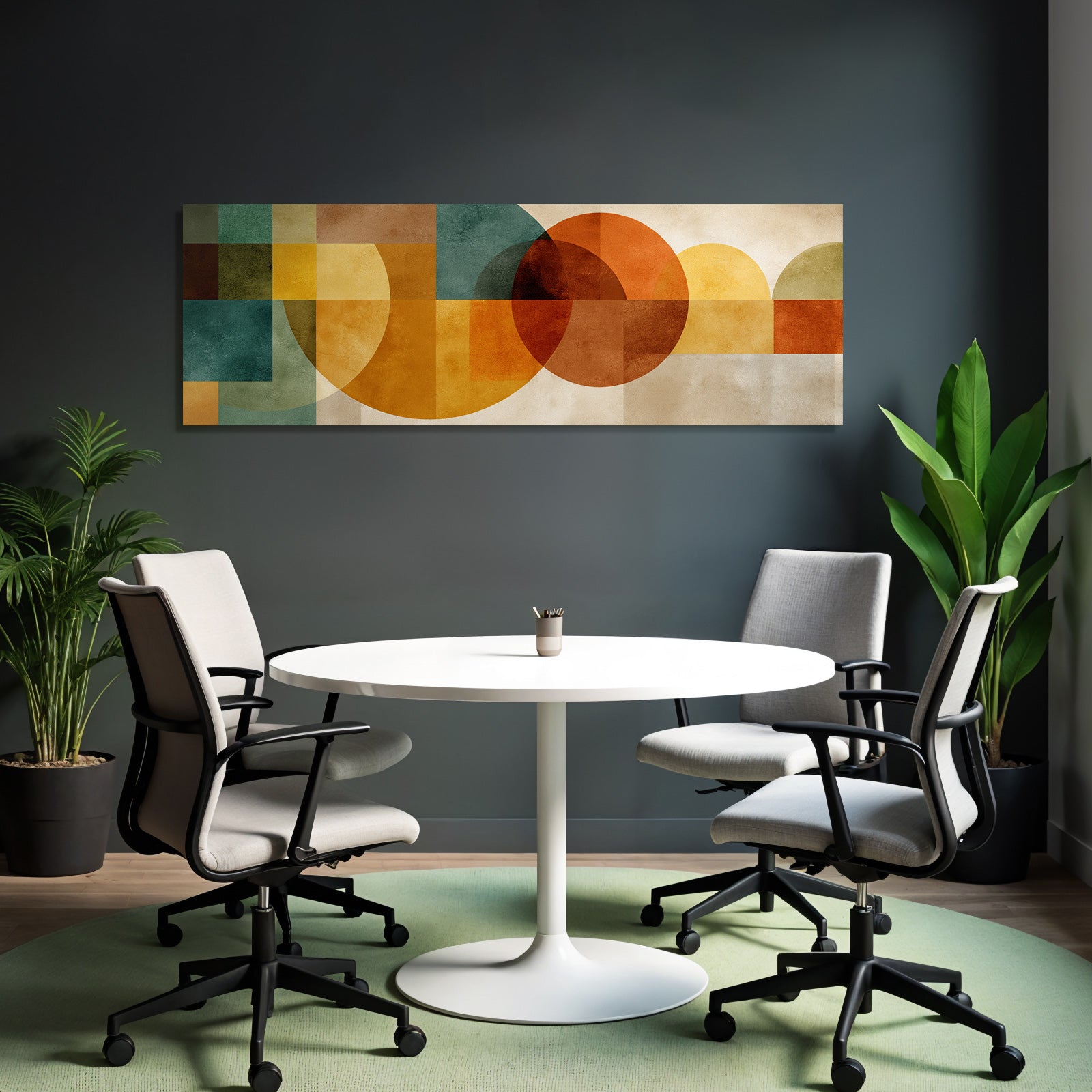 Abstraktes Design Geometrische Formen Orange Gelb Gruen Braun