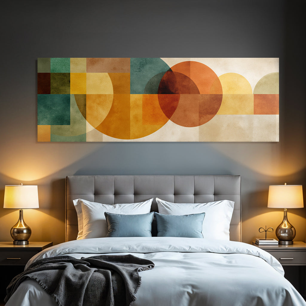 Abstraktes Design Geometrische Formen Orange Gelb Gruen Braun