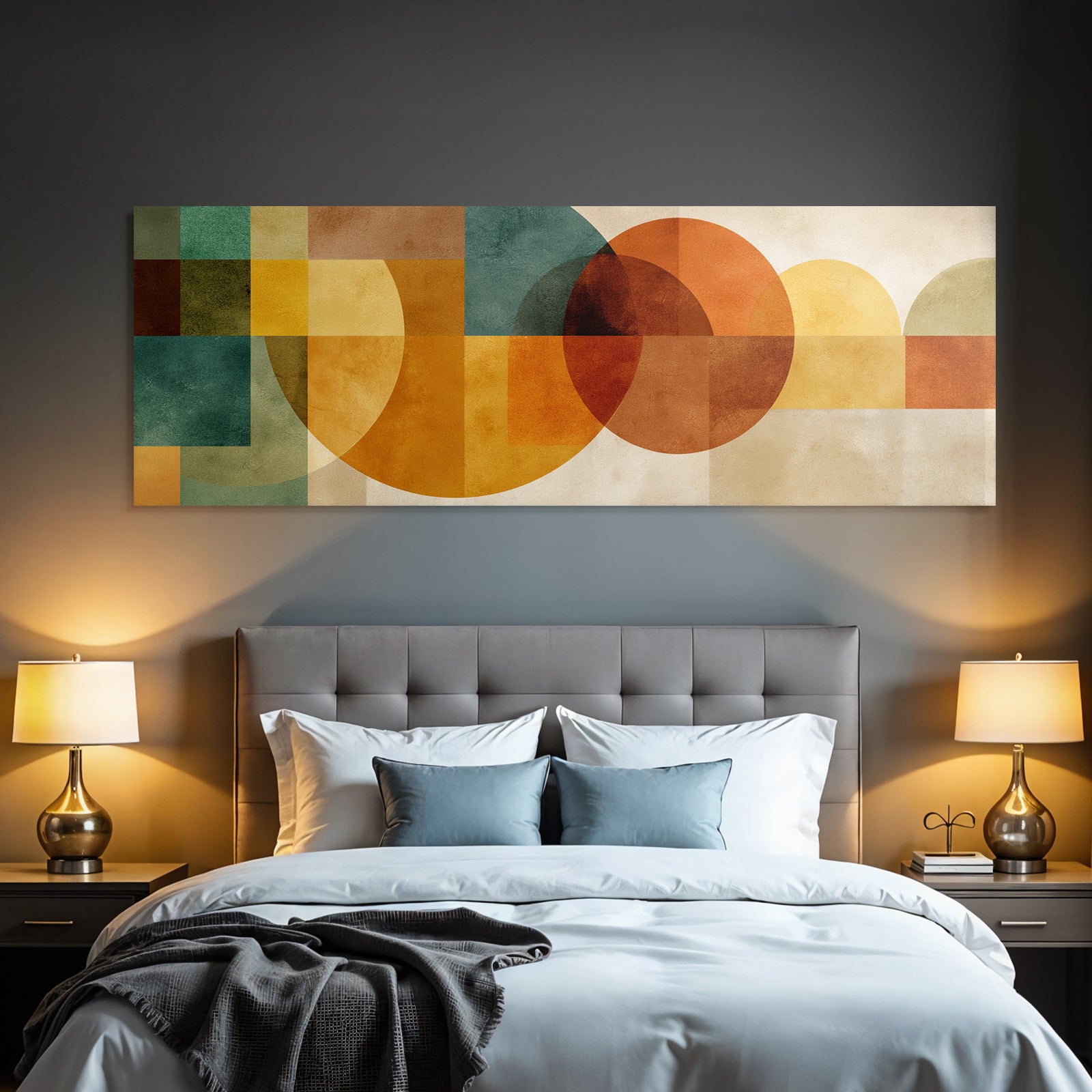 Abstraktes Design Geometrische Formen Orange Gelb Gruen Braun