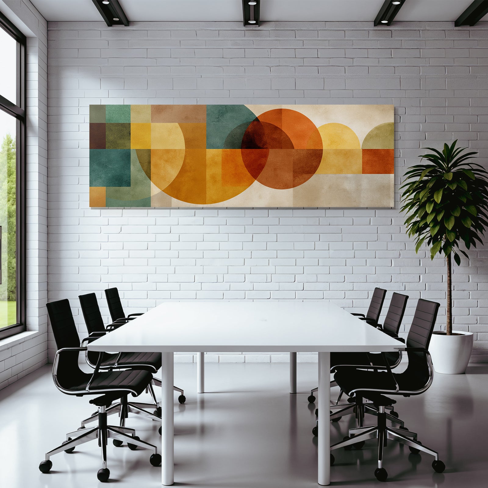 Abstraktes Design Geometrische Formen Orange Gelb Gruen Braun