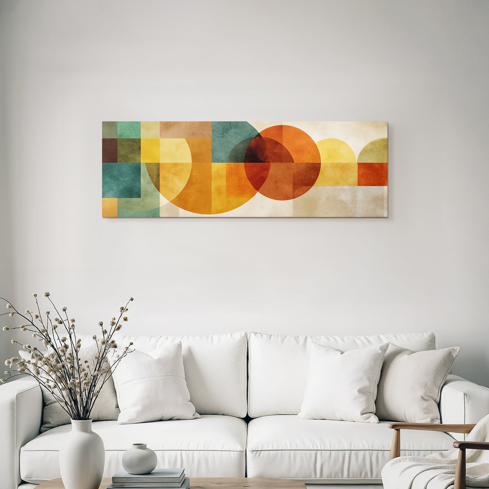 Abstraktes Design Geometrische Formen Orange Gelb Gruen Braun