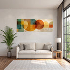 Abstraktes Design Geometrische Formen Orange Gelb Gruen Braun