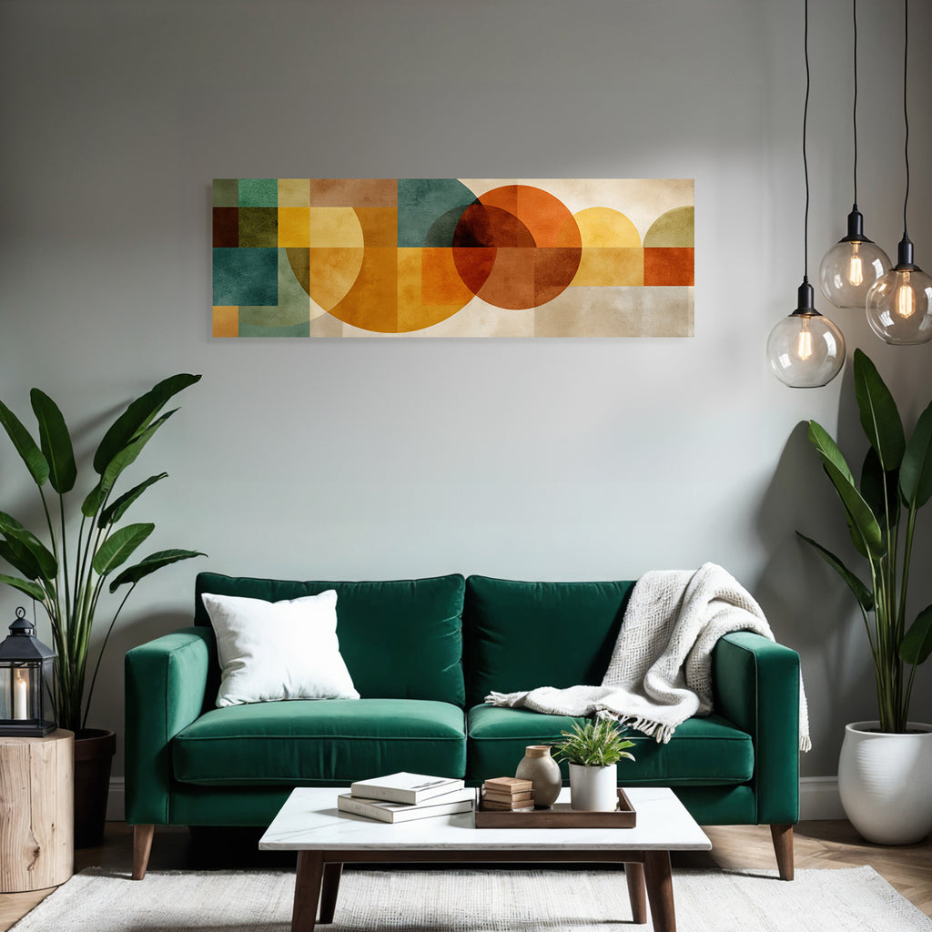 Abstraktes Design Geometrische Formen Orange Gelb Gruen Braun