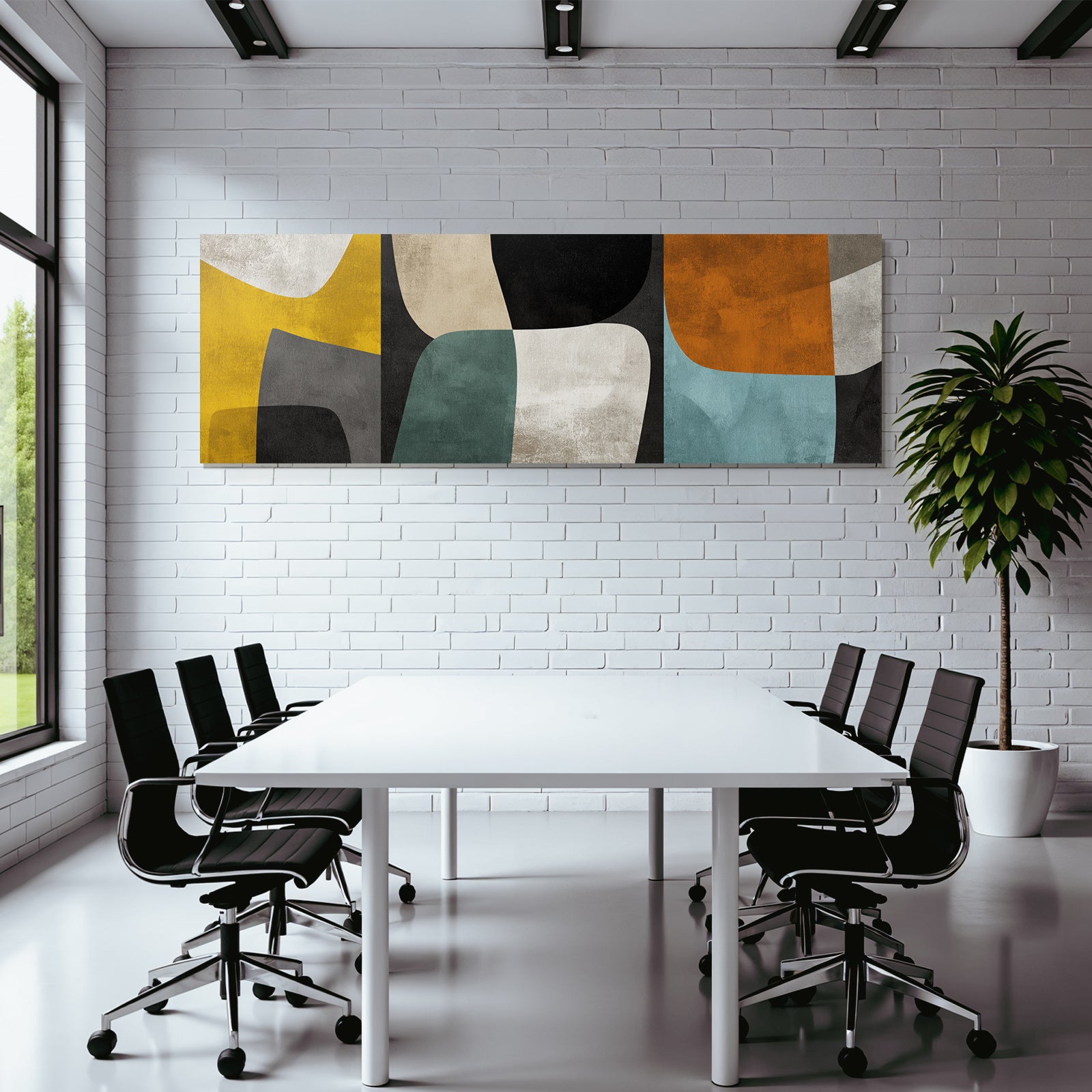 Abstraktes Design Mit Formen Und Farben Gelb Schwarz Gruen Weiss
