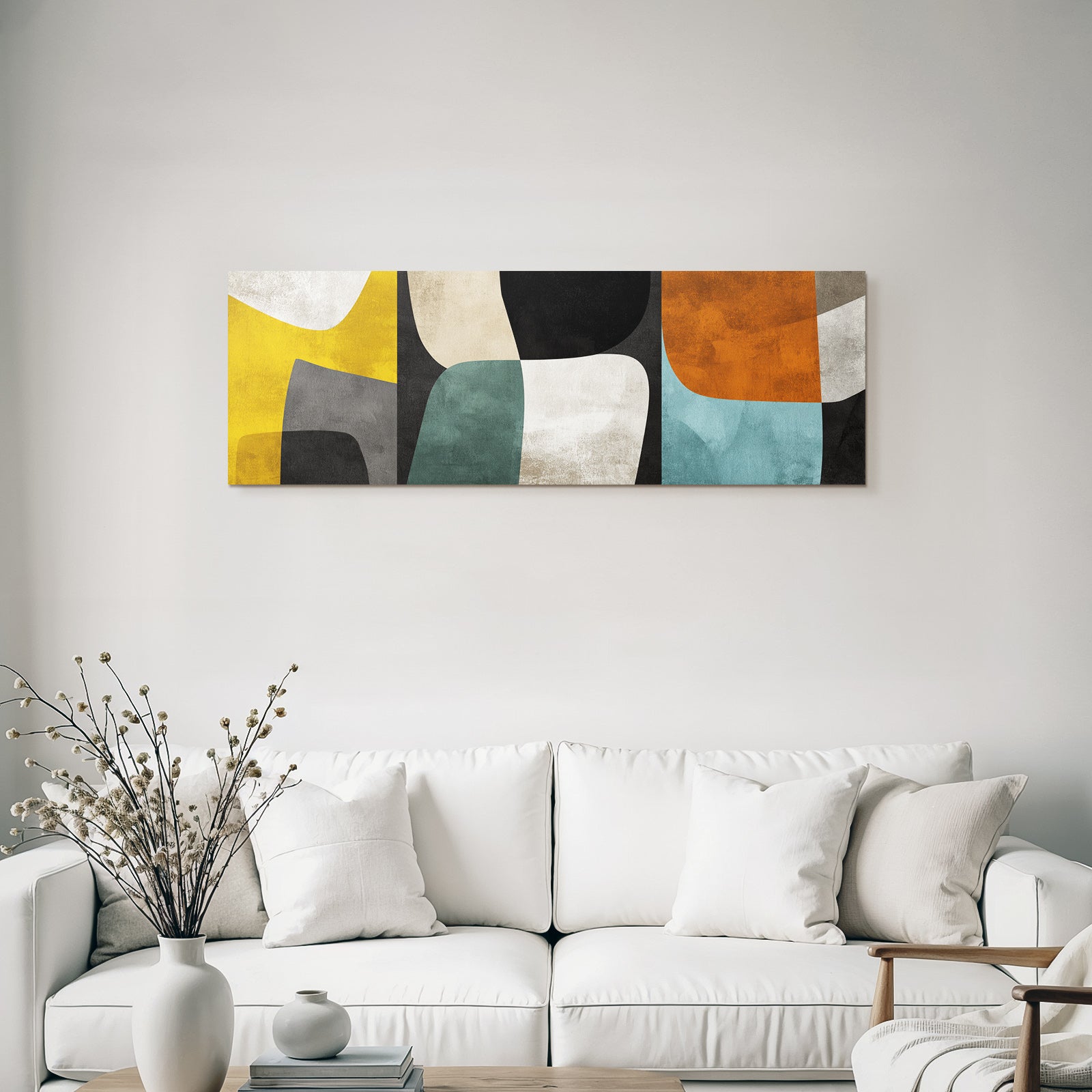 Abstraktes Design Mit Formen Und Farben Gelb Schwarz Gruen Weiss