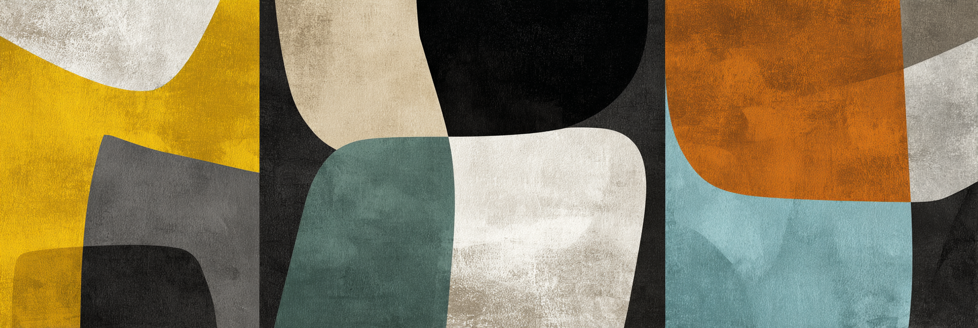 Abstraktes Design Mit Formen Und Farben Gelb Schwarz Gruen Weiss | Mid Century Modern | Einrichtungsstile