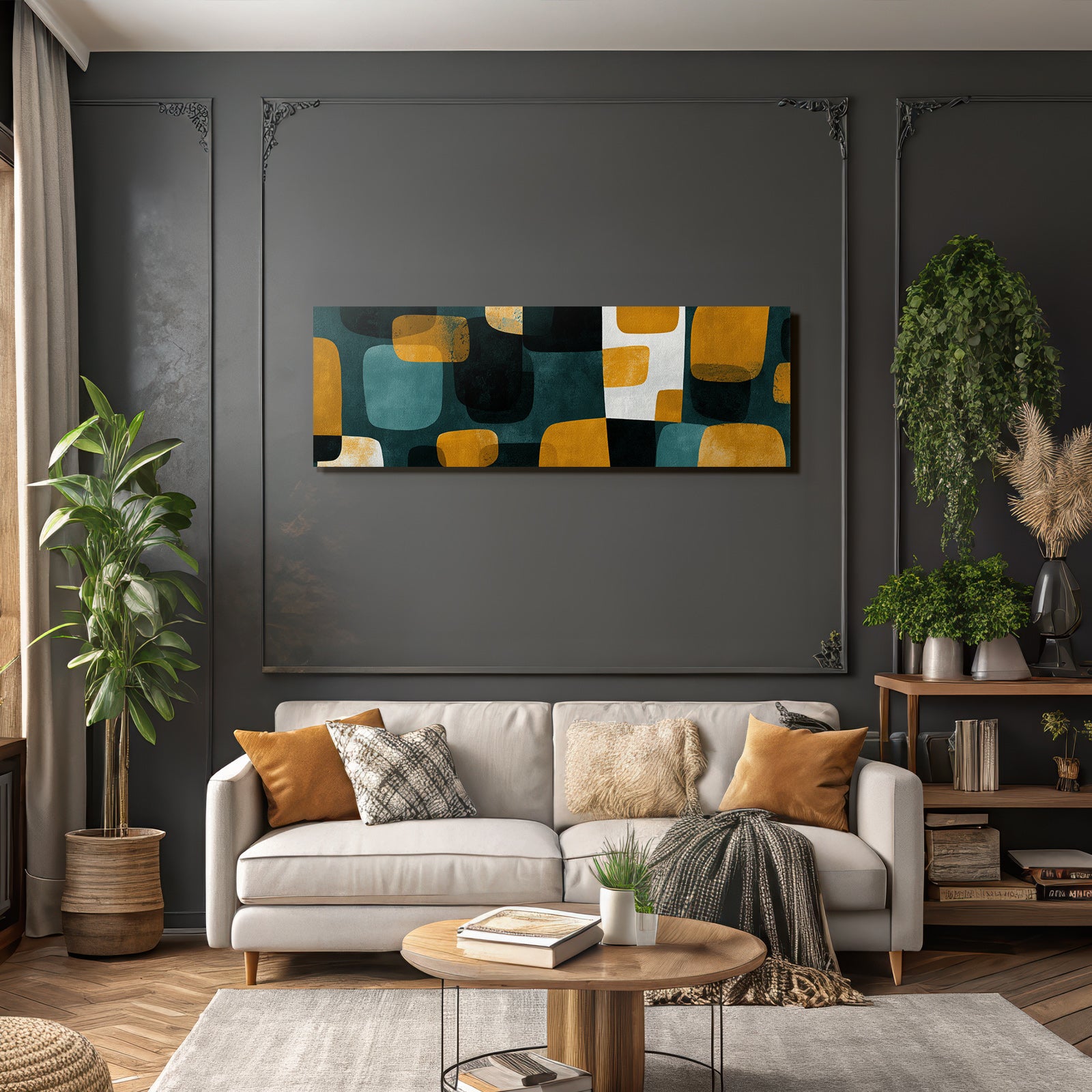 Abstraktes Design Mutete Farben Schattierungen Teal Gruen Dunkel Schwarz Muster