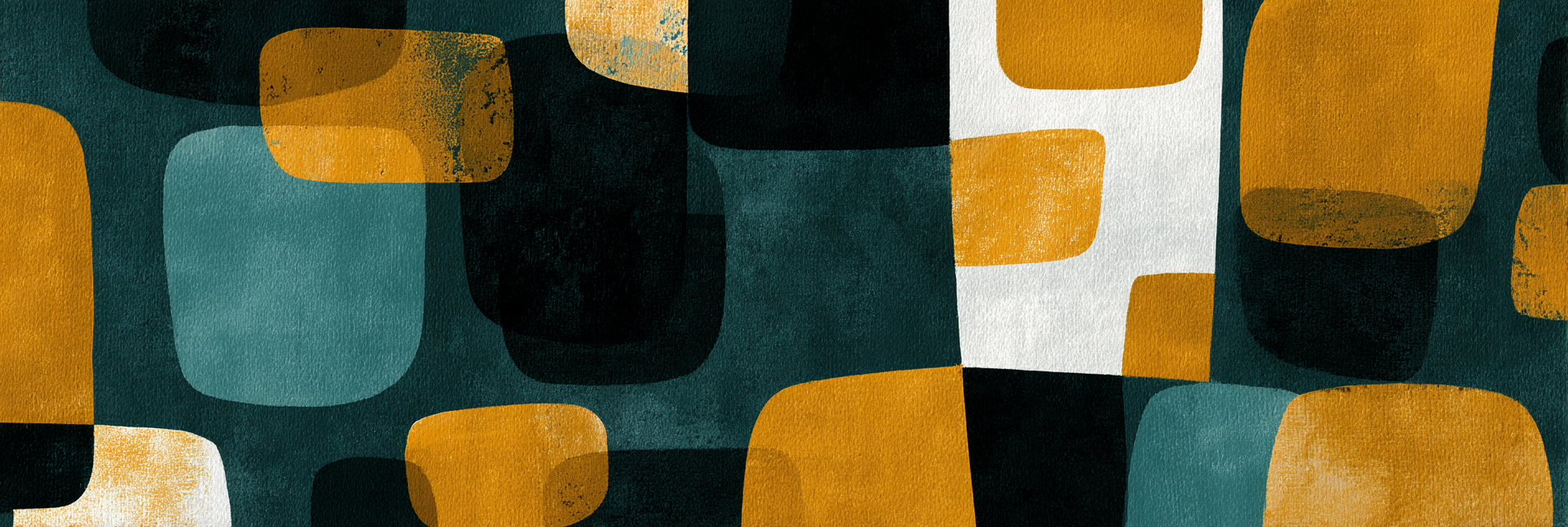 Abstraktes Design Mutete Farben Schattierungen Teal Gruen Dunkel Schwarz Muster | Mid Century Modern | Einrichtungsstile