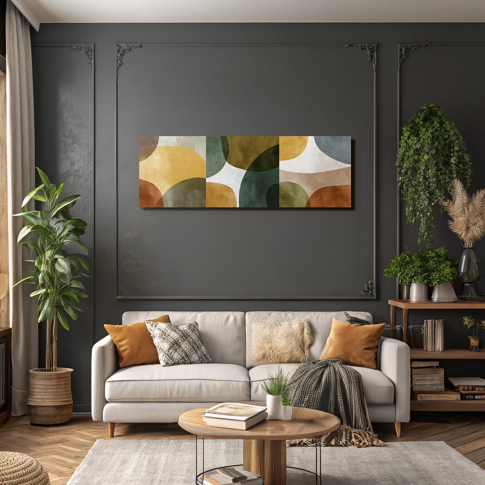 Abstraktes Design Ueberlagernde Formen Warme Erdtoene