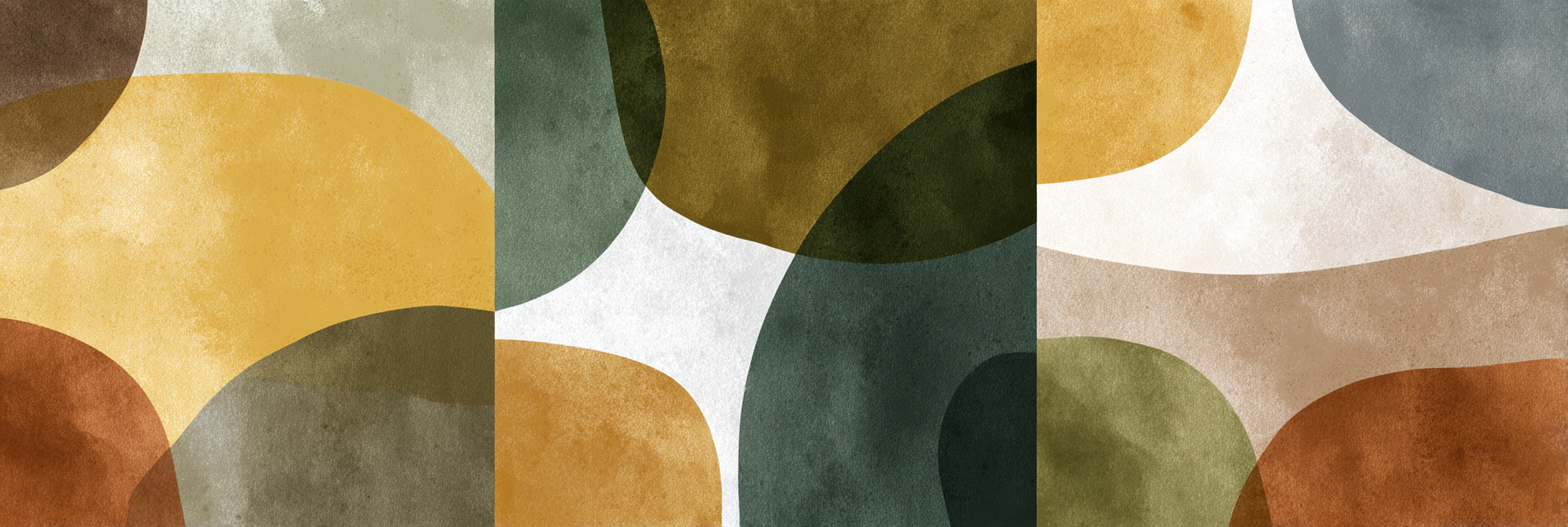 Abstraktes Design Ueberlagernde Formen Warme Erdtoene | Mid Century Modern | Einrichtungsstile