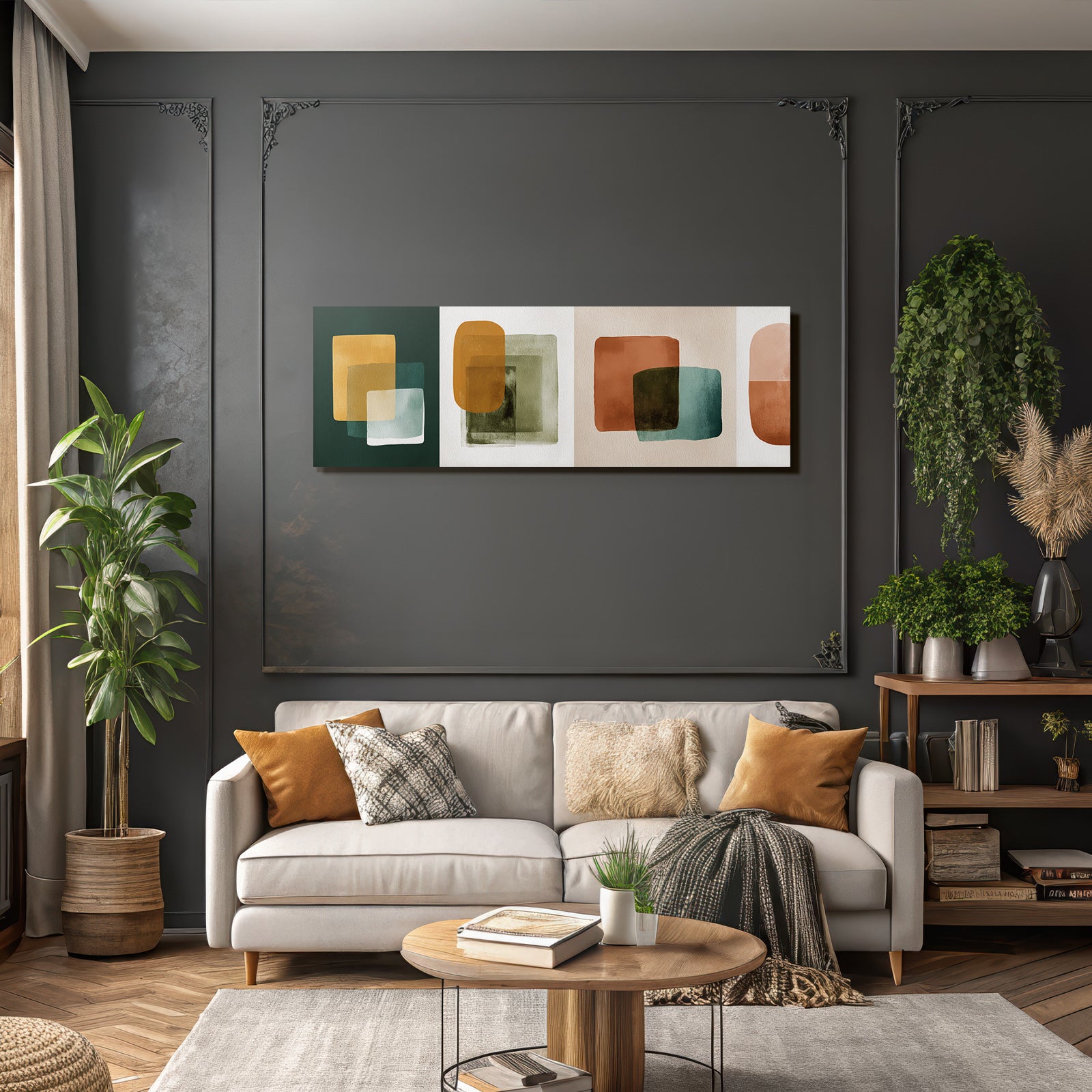 Abstraktes Design Ueberlappende Formen Erdfarben