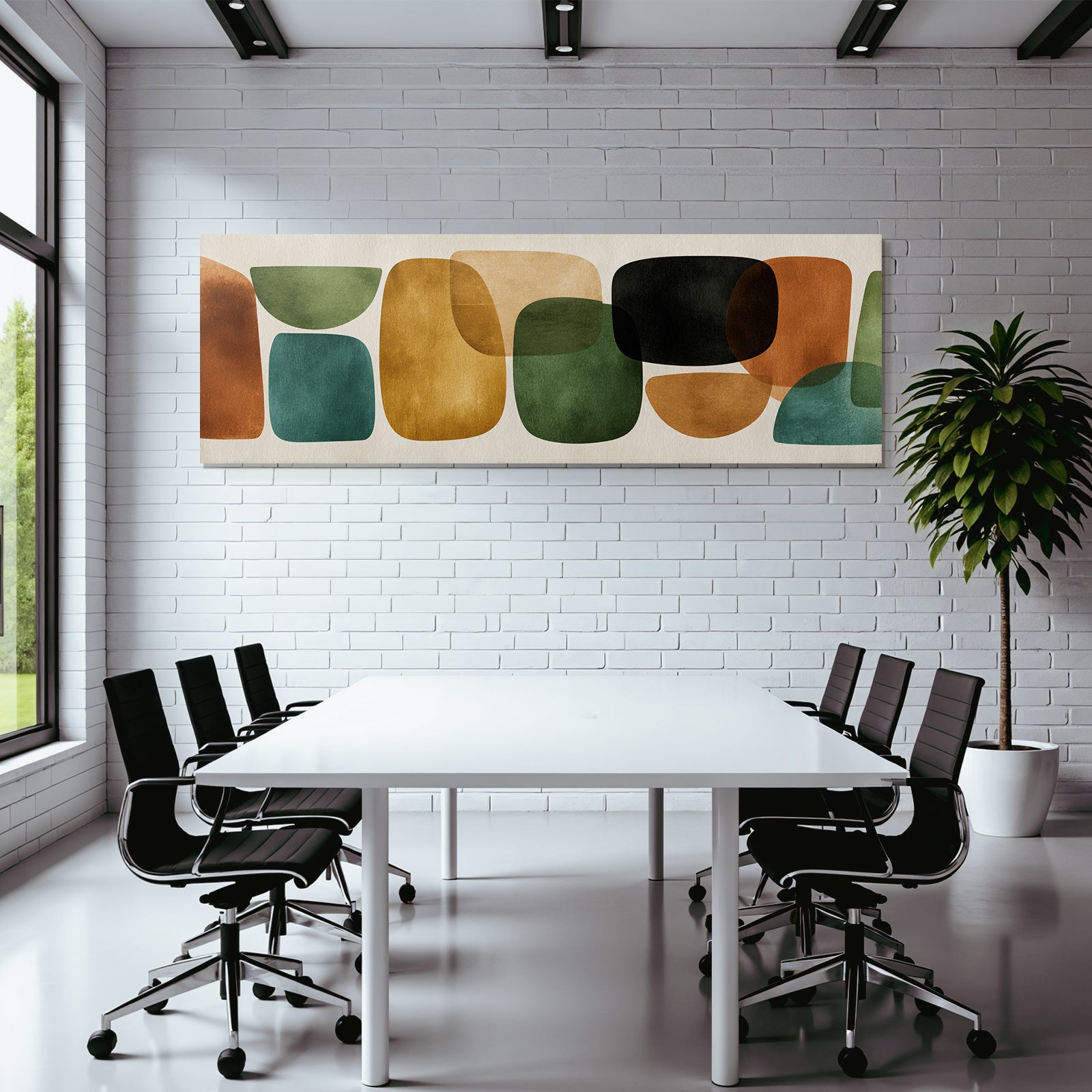 Abstraktes Design Verschiedene Formen Farben Gruen Braun Schwarz Warme Toene