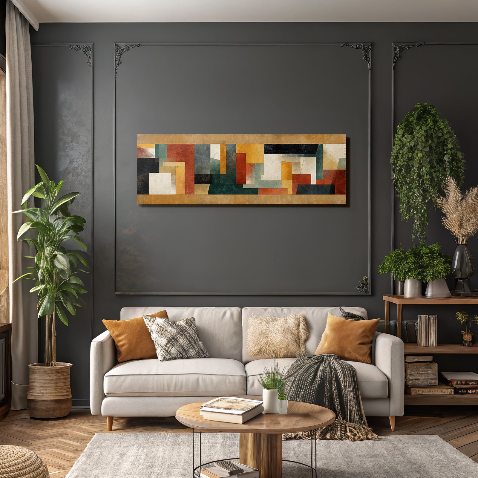 Abstraktes Kunstwerk Formen Farben Erdton
