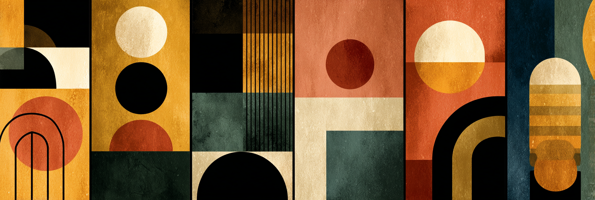 Abstraktes Kunstwerk Geometrische Formen Farben Texturen | Mid Century Modern | Einrichtungsstile
