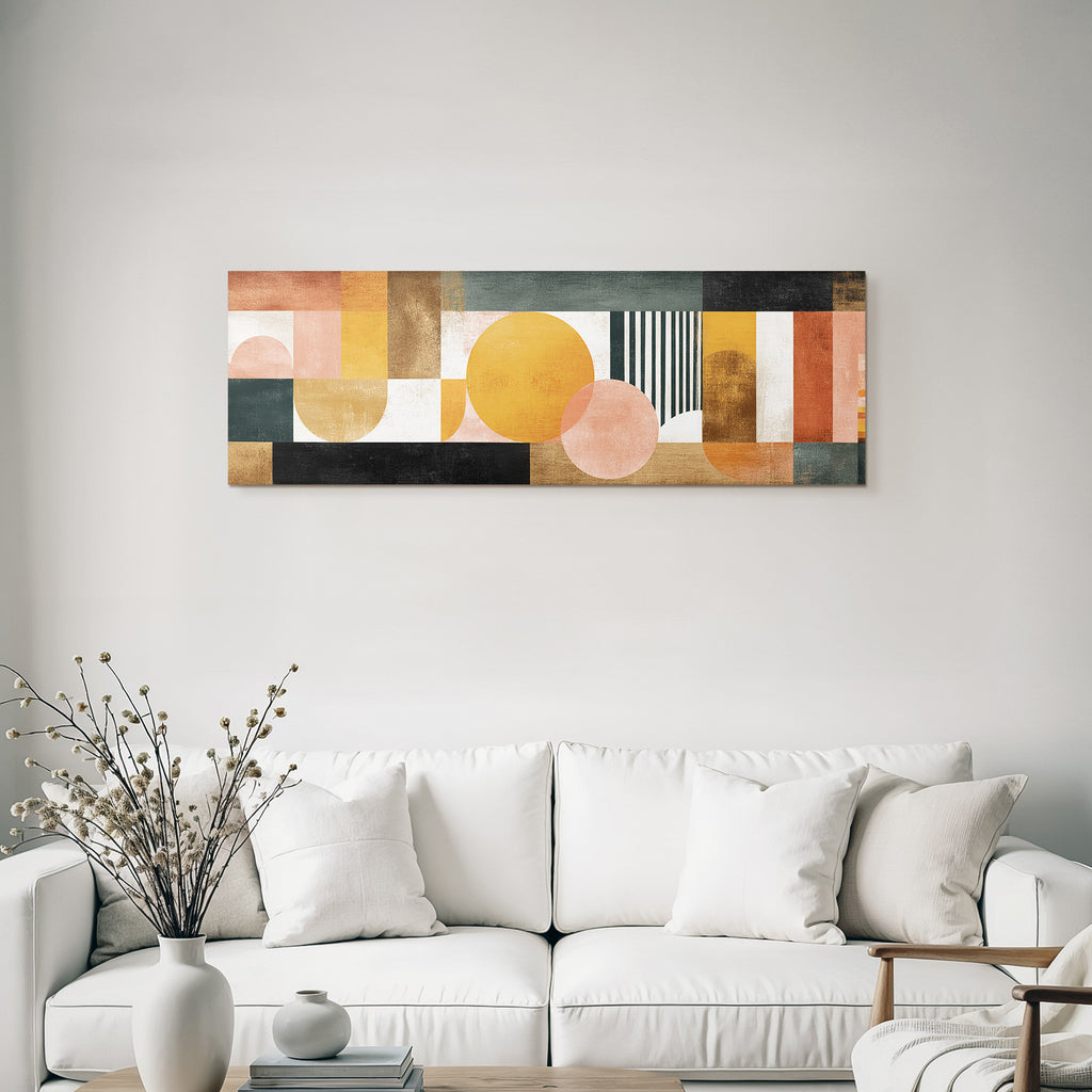 Abstraktes Kunstwerk Geometrische Formen Gedaempfte Farben Moderne Gestaltung