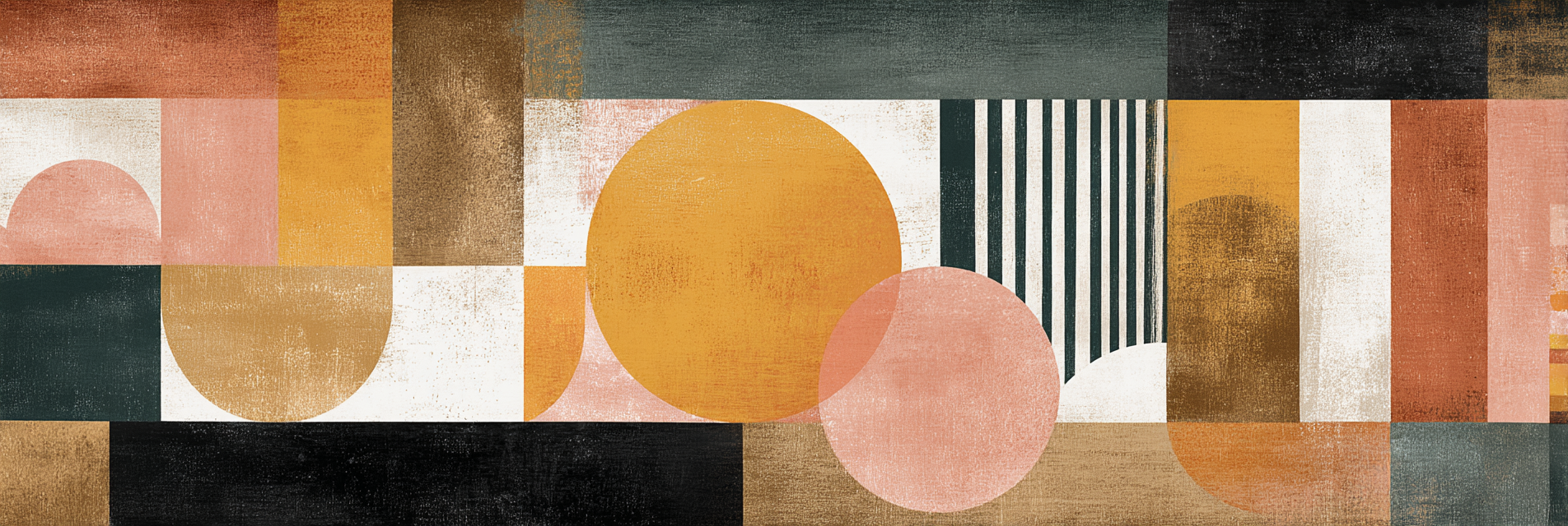 Abstraktes Kunstwerk Geometrische Formen Gedaempfte Farben Moderne Gestaltung | Mid Century Modern | Einrichtungsstile