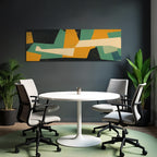 Abstraktes Kunstwerk Geometrische Formen Tuerkis Schwarz Orange Creme