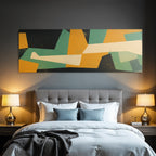 Abstraktes Kunstwerk Geometrische Formen Tuerkis Schwarz Orange Creme