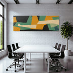 Abstraktes Kunstwerk Geometrische Formen Tuerkis Schwarz Orange Creme
