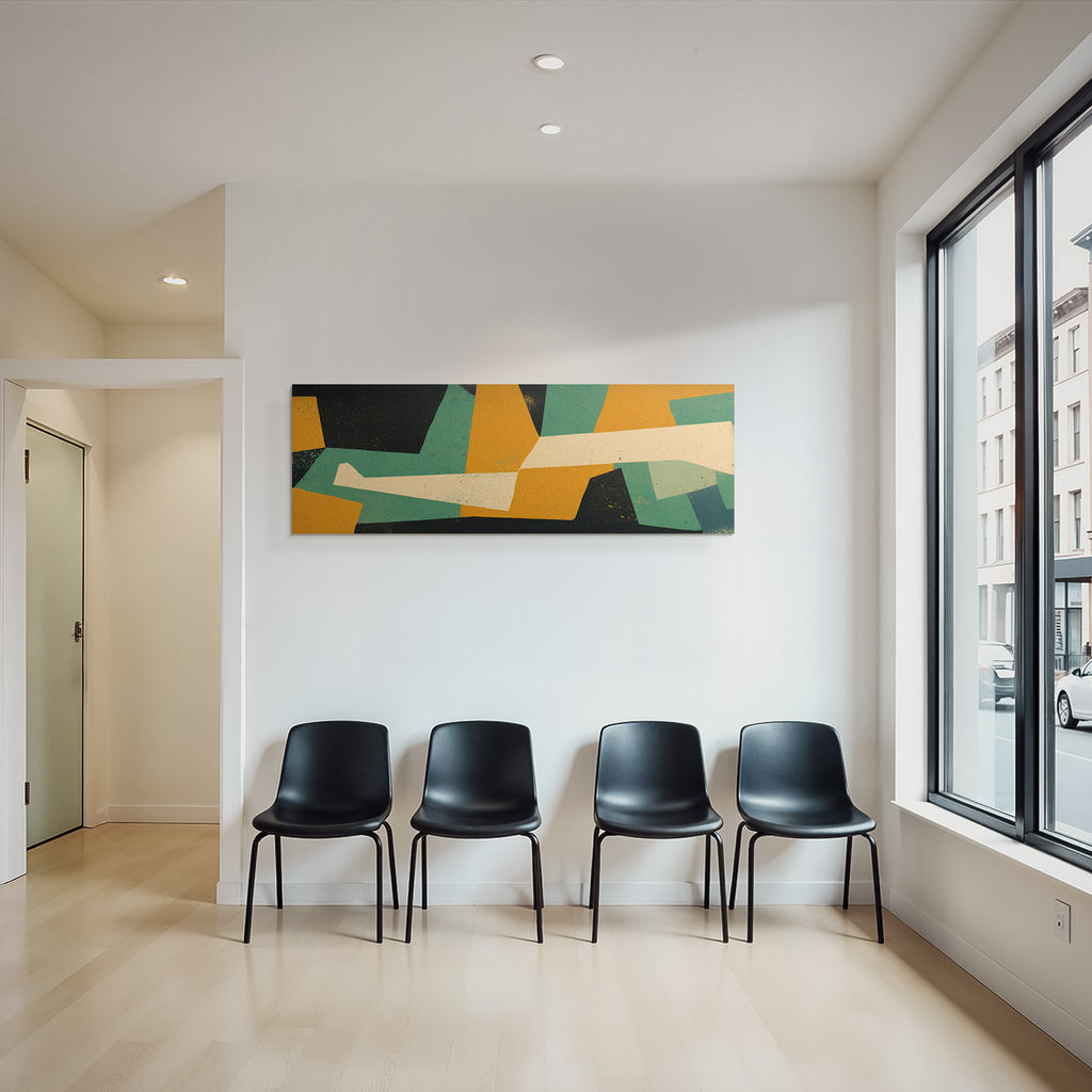 Abstraktes Kunstwerk Geometrische Formen Tuerkis Schwarz Orange Creme