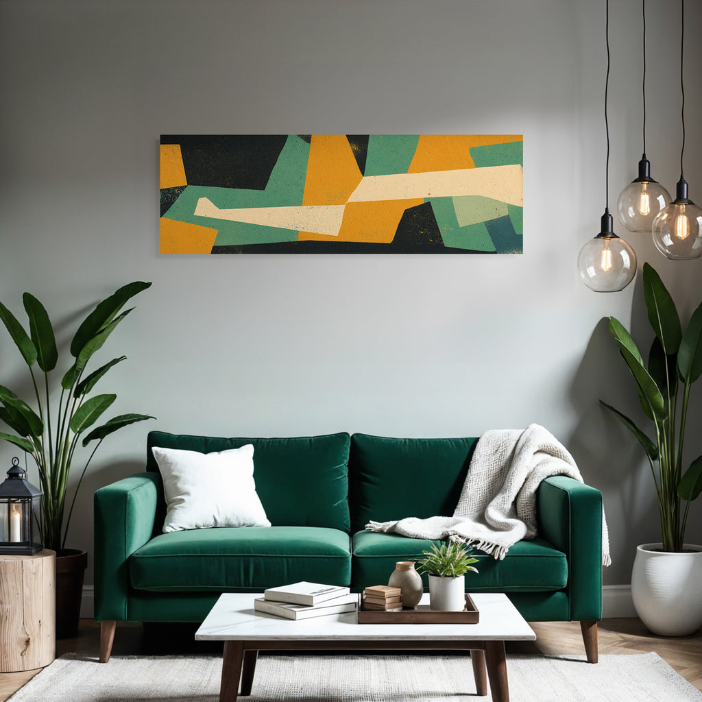 Abstraktes Kunstwerk Geometrische Formen Tuerkis Schwarz Orange Creme