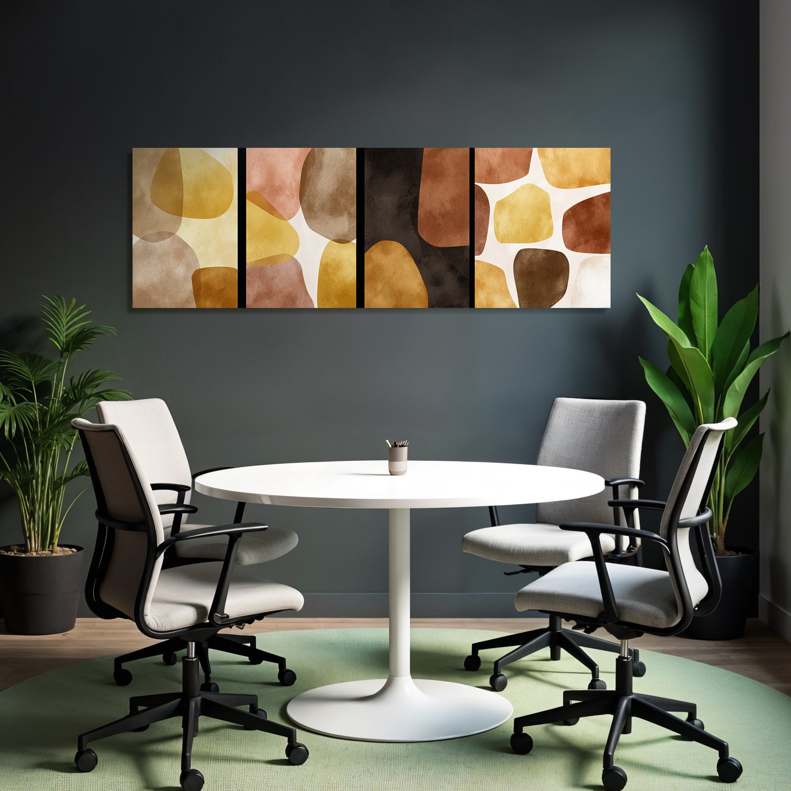 Abstrakteskunst Geometrischeformen Warmeerde Toene Vertikale Panels