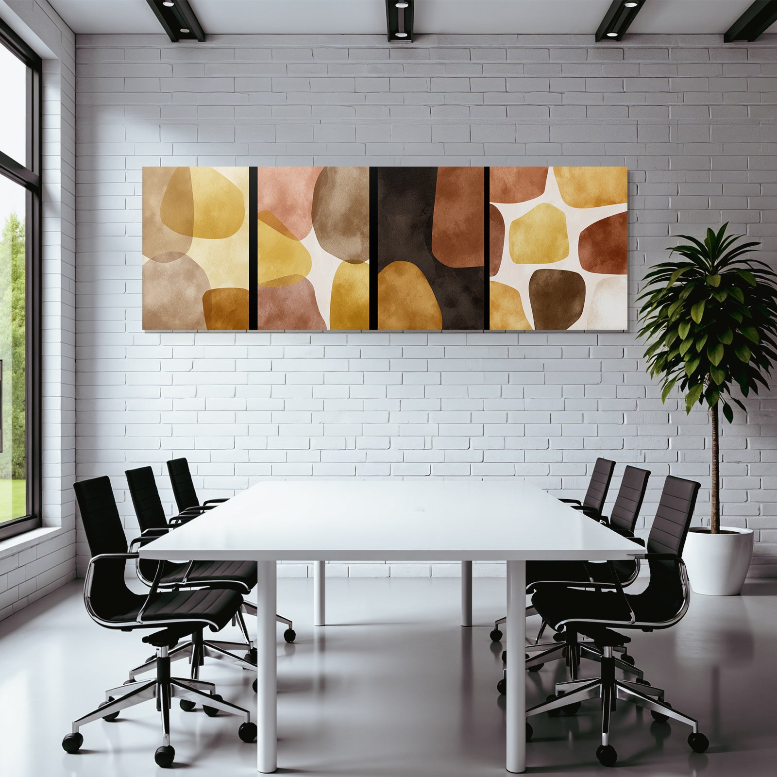 Abstrakteskunst Geometrischeformen Warmeerde Toene Vertikale Panels