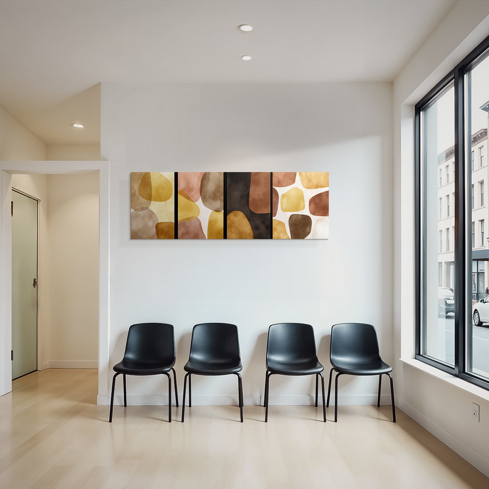 Abstrakteskunst Geometrischeformen Warmeerde Toene Vertikale Panels