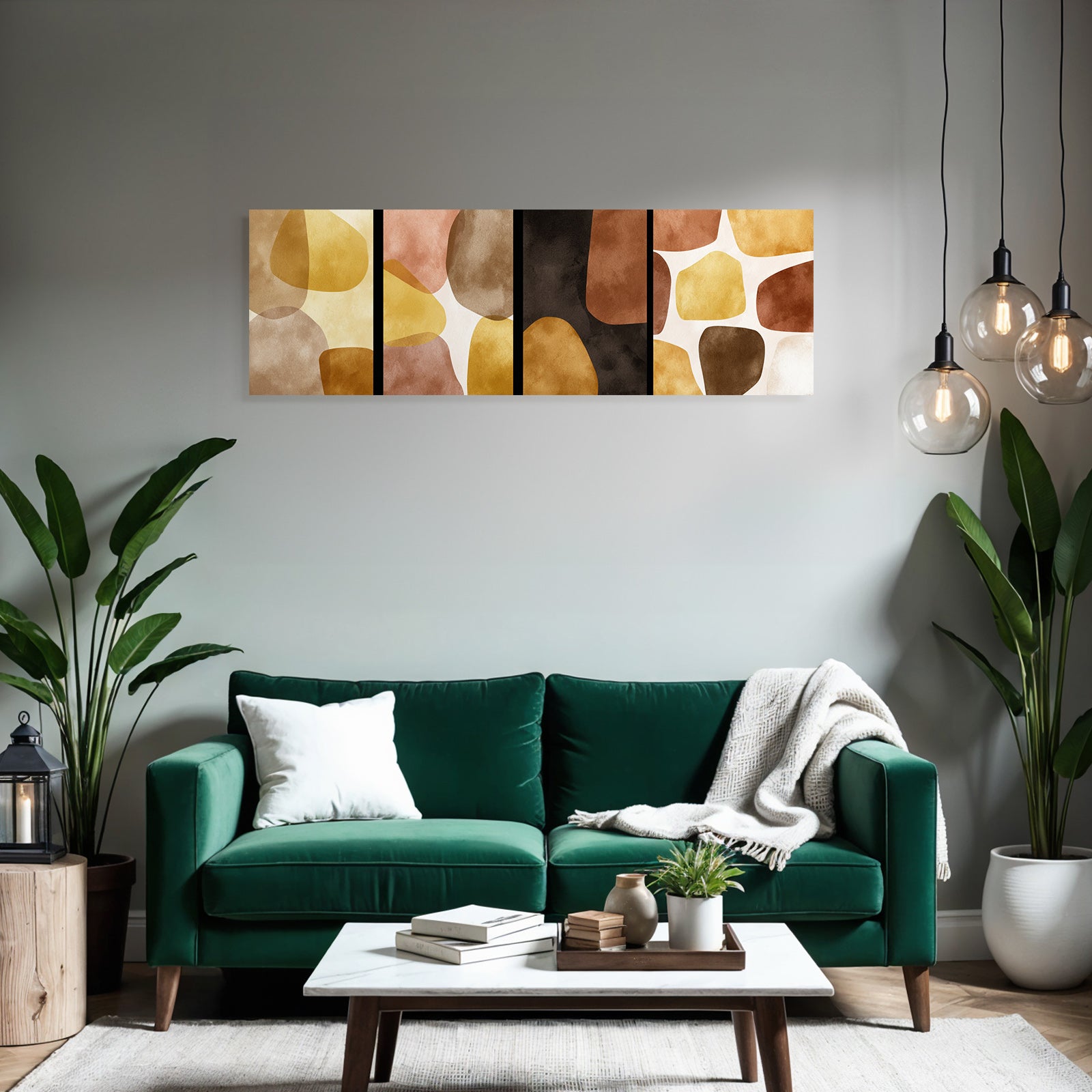 Abstrakteskunst Geometrischeformen Warmeerde Toene Vertikale Panels