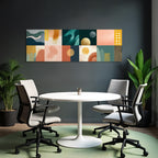 Bunte Abstrakte Komposition Geometrische Formen Muster Modern