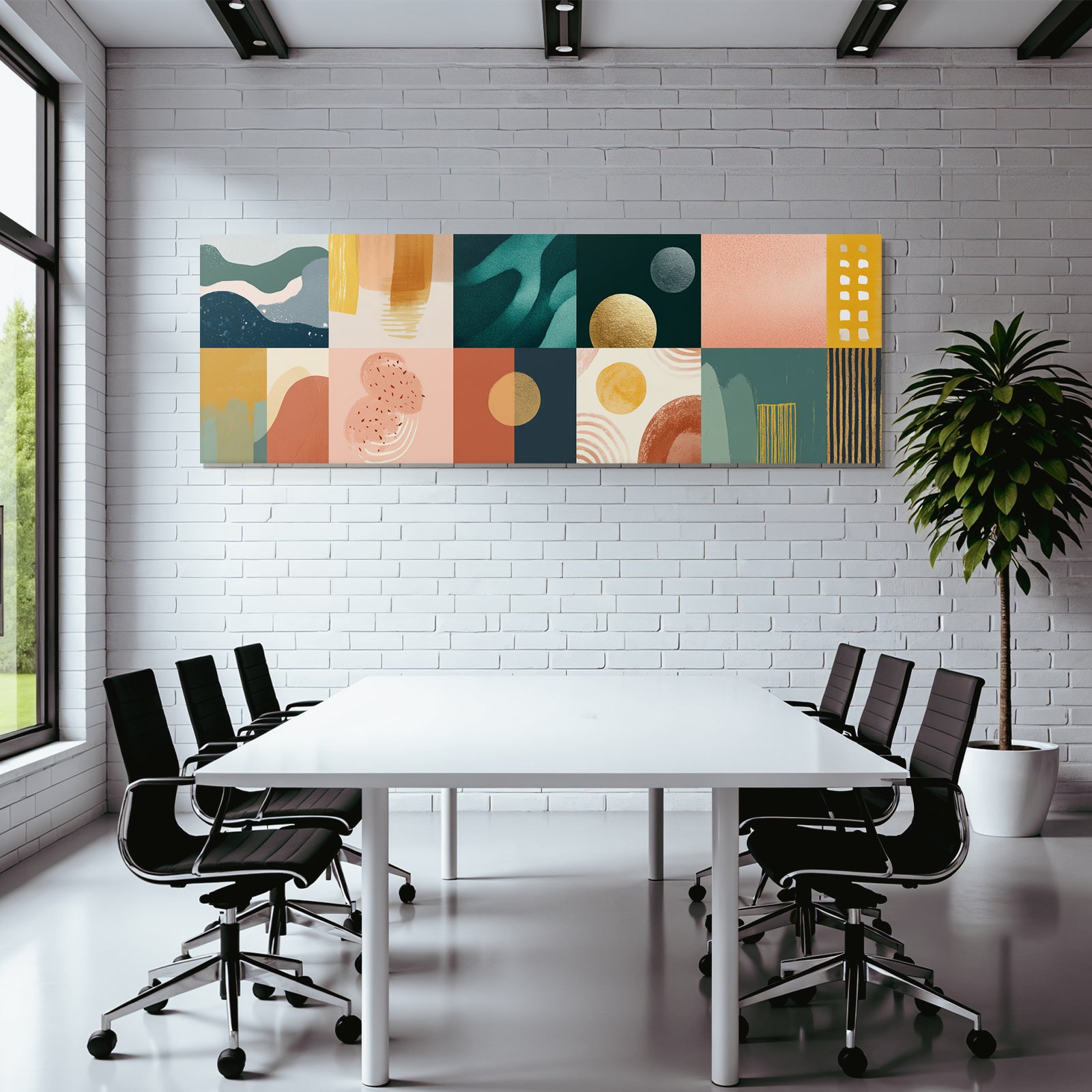 Bunte Abstrakte Komposition Geometrische Formen Muster Modern