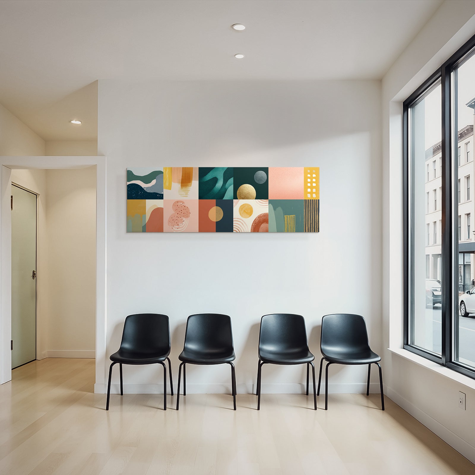 Bunte Abstrakte Komposition Geometrische Formen Muster Modern