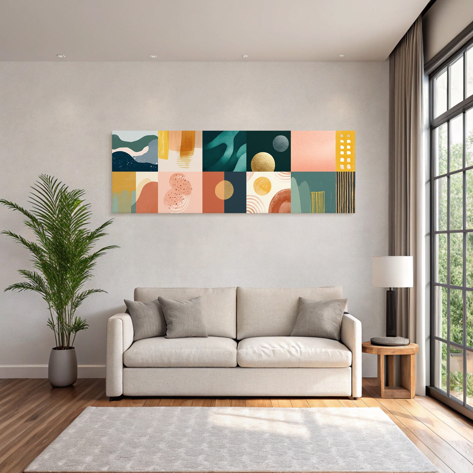 Bunte Abstrakte Komposition Geometrische Formen Muster Modern