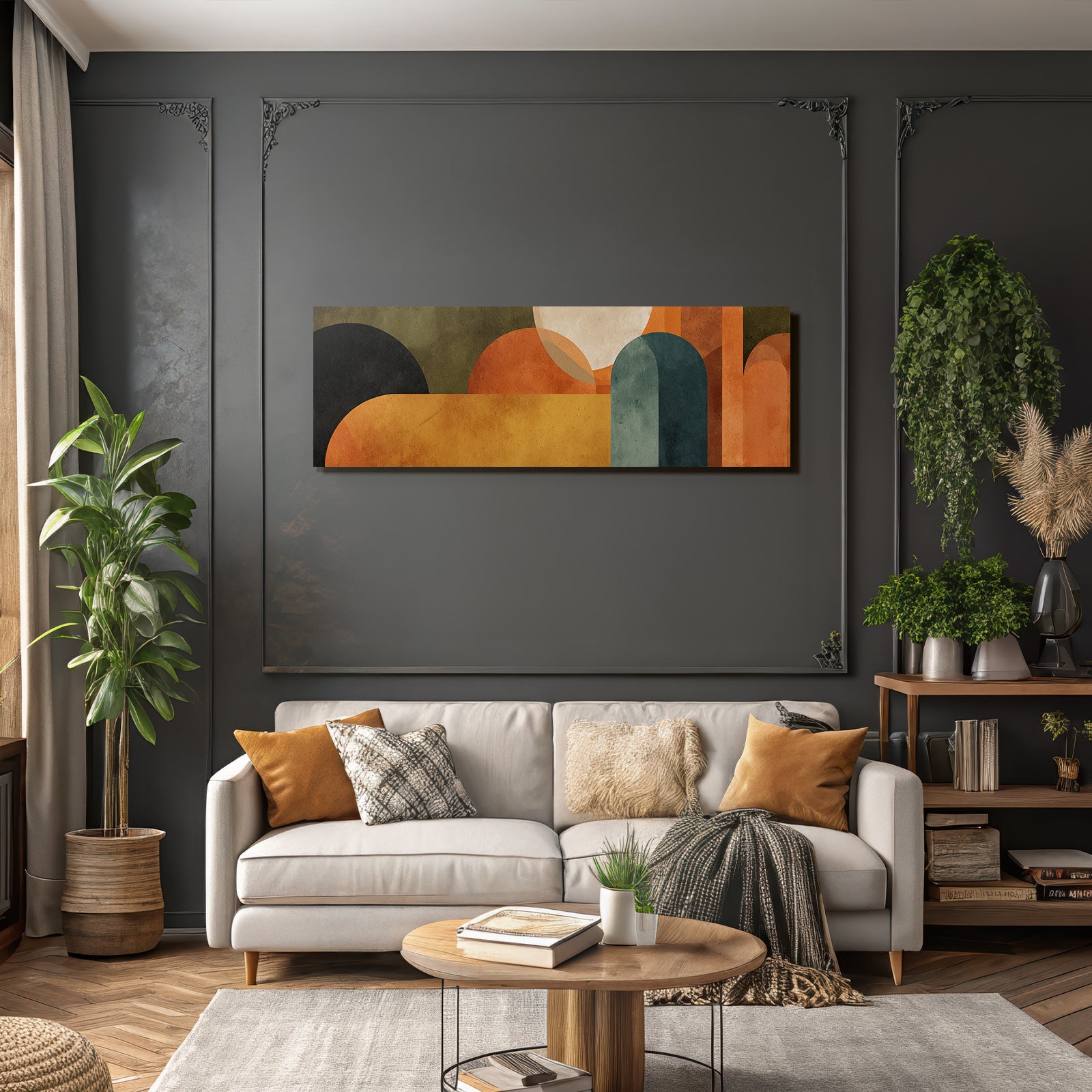 Geometrisches Abstraktes Design In Warmen Farben Mit Texturierter Hintergrund